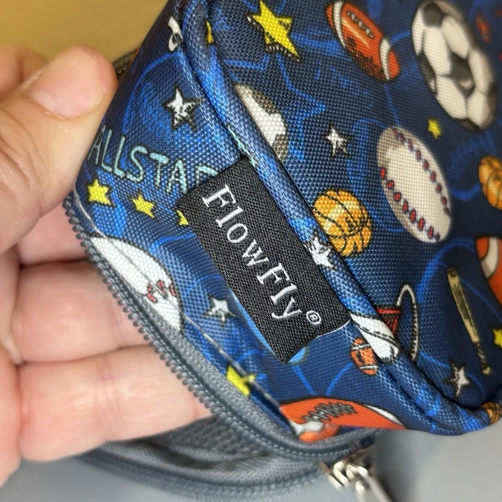 Sports Theme Pencil Case Zip Roomy by FlowFly Football Baseball‎ Basketball Kids